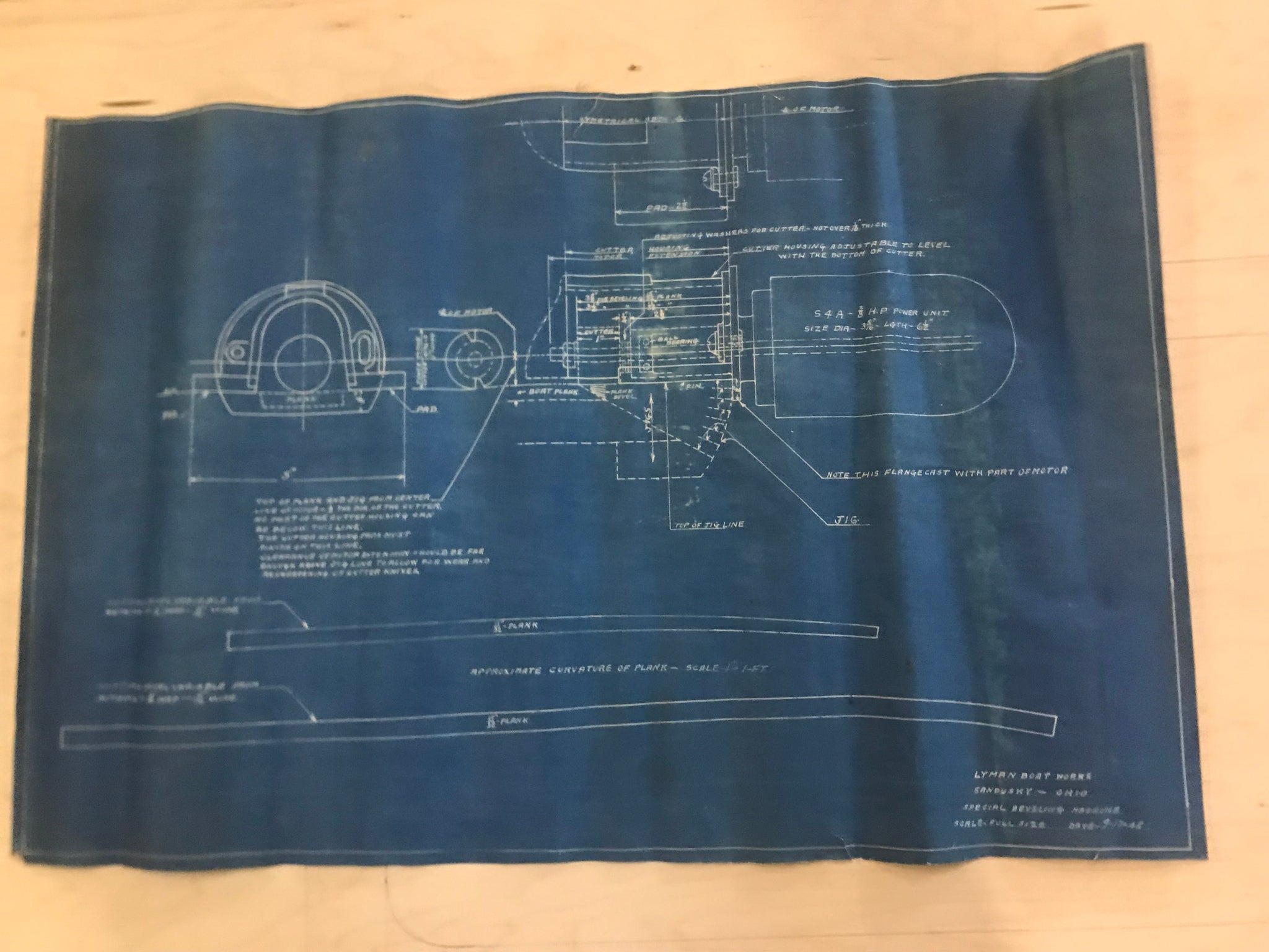 Original Vintage Lyman Boat Works Blueprint